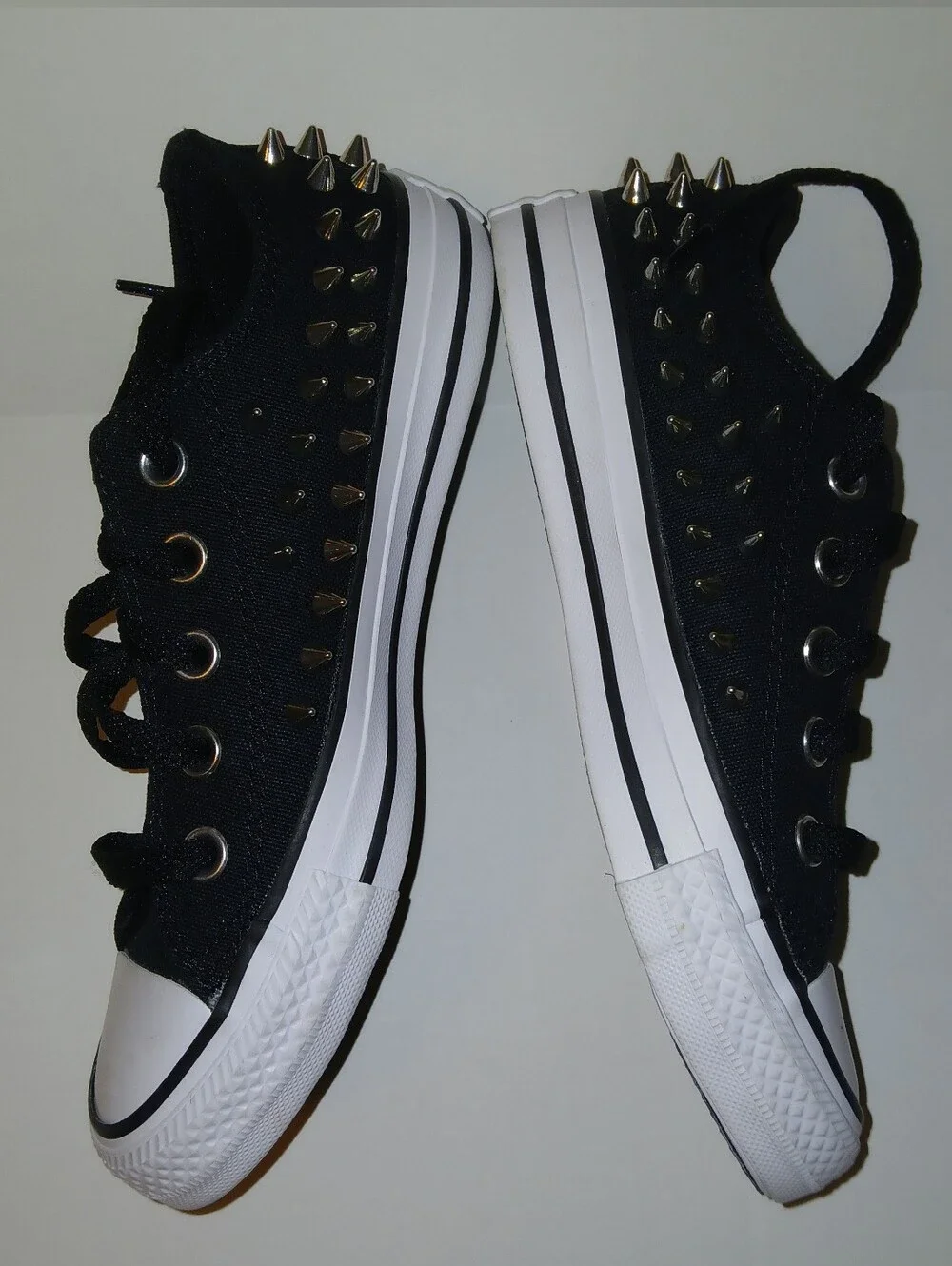 Converse Chuck Taylor All Star Low Top Silver Spike Studded Sneakers, Black